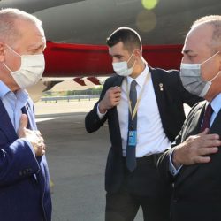 Erdoğan ABD'ye ulaştı, havalimanında Çavuşoğlu tarafından karşılandı