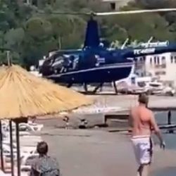 Marmaris’te halk plajına helikopter indirildi!