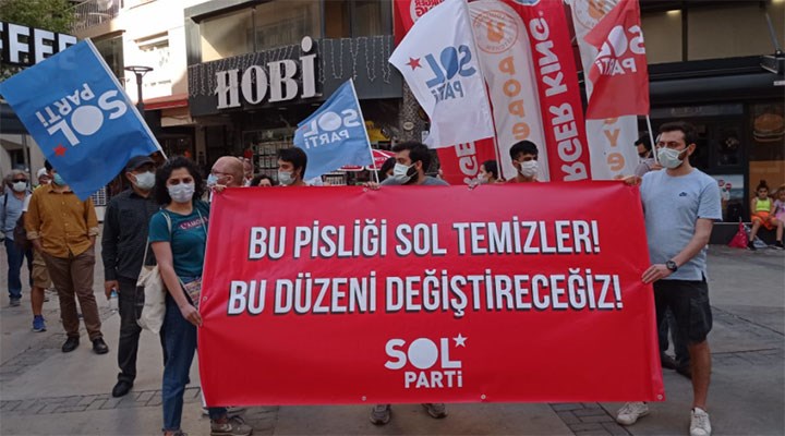 SOL Parti’den İzmir'de yasağa rağmen eylem: Bir tuğla da sen çek, bu düzen değişsin
